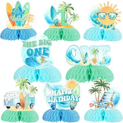 The Big One Surf 1st Birthday Honeycomb Centerpieces Decor Surfing Theme First Birthday Table Topper for Beach Hawaii Surf Party
