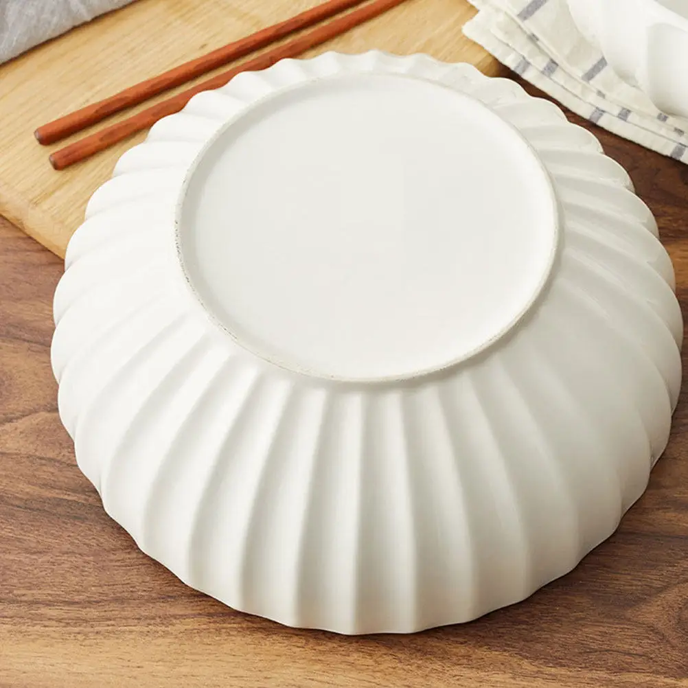 

1Pcs High-Density Ceramic Soup Basin Thickened Wall Simple Design Multi-Use Food Soup Noodle Dough Container Household Kitchen