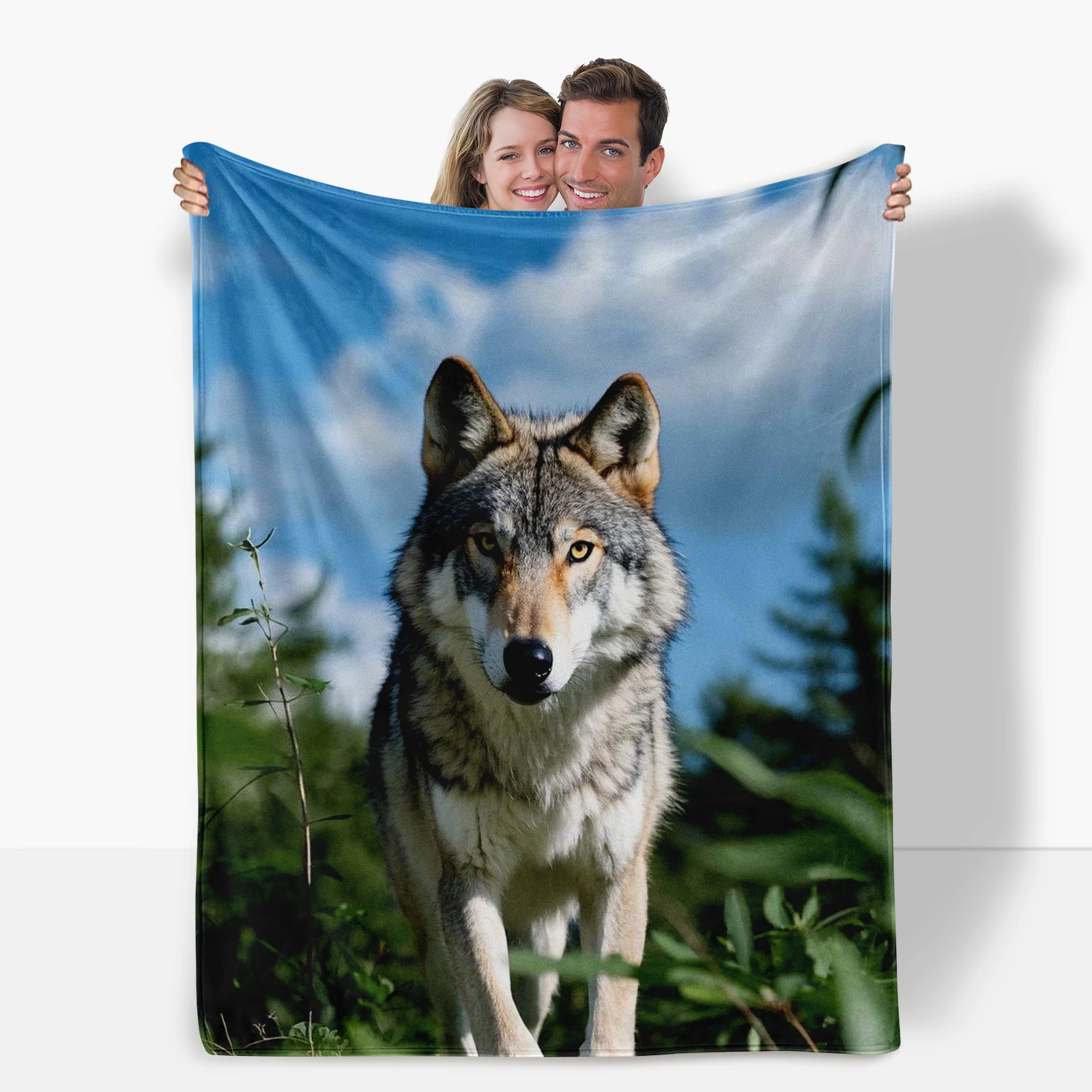 Cozy Blanket Featuring A Gray Wolf Beneath The Sky Over The Forest Perfect For Gifting To Family And Friends