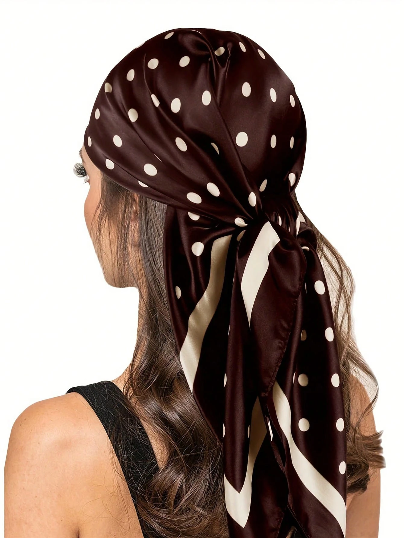 Foulard carré imprimé à pois pour femmes, châle en soie, bandes de cheveux, bandeau, Hijab en Satin, Bandana, 2022