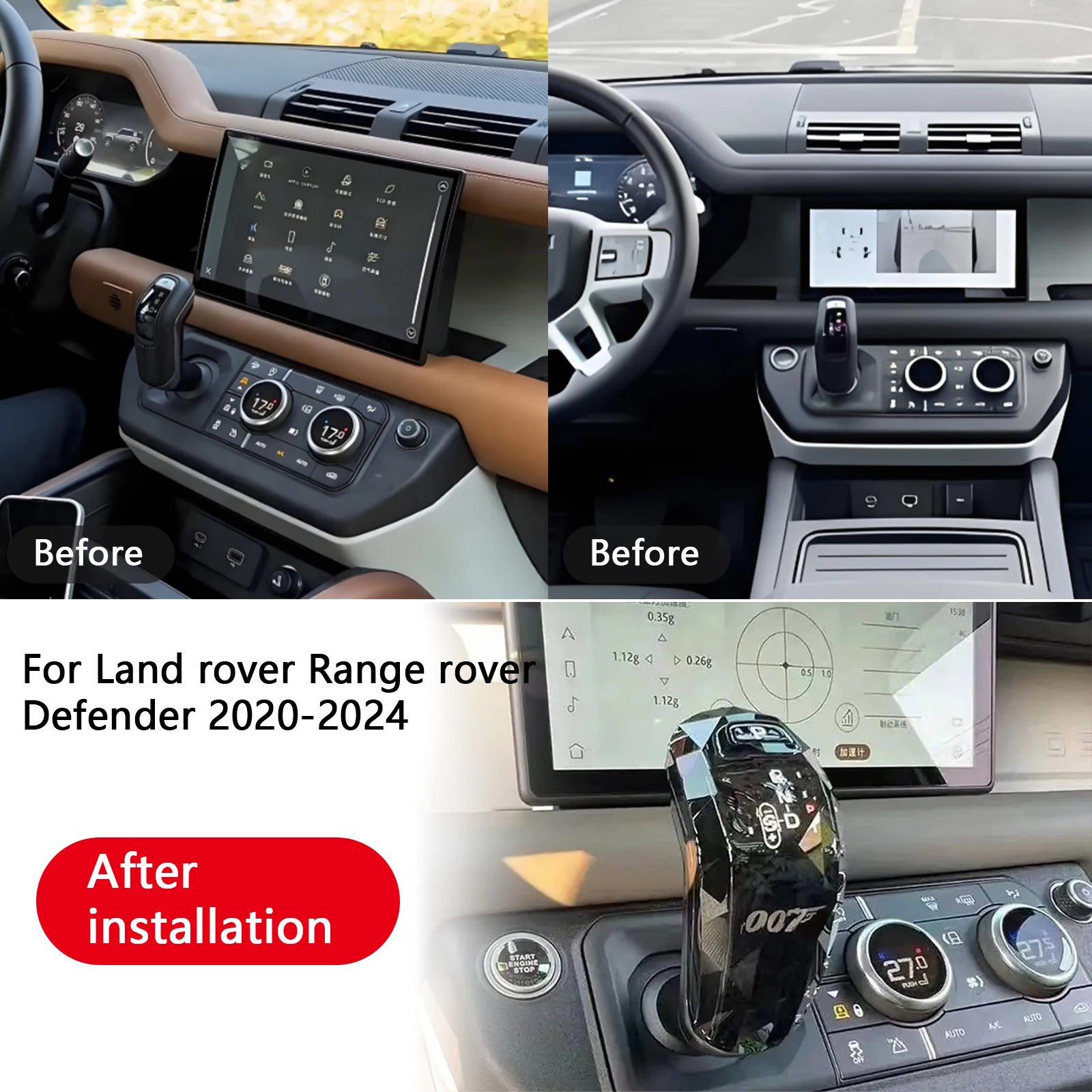 

Замена ручки переключения передач с настоящим кристаллом для Land Rover Range Rover Defender 90 110 2020-2024, крышка головки переключения передач