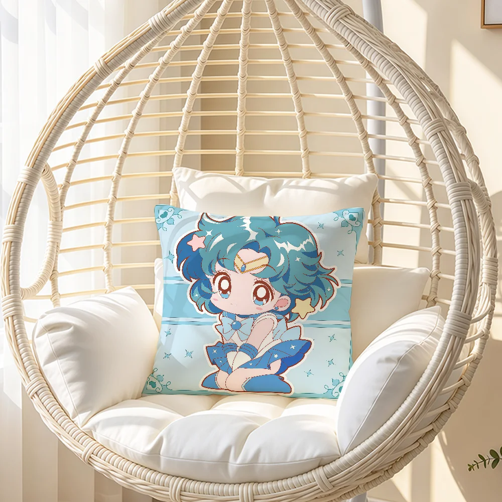 Cushion Cover Soft Anime Cartoon Pillowcase Double Sided Sofa Home Living Room M-Moon-N Chibi Decor S-Sailor-R Cute Hogar Gift