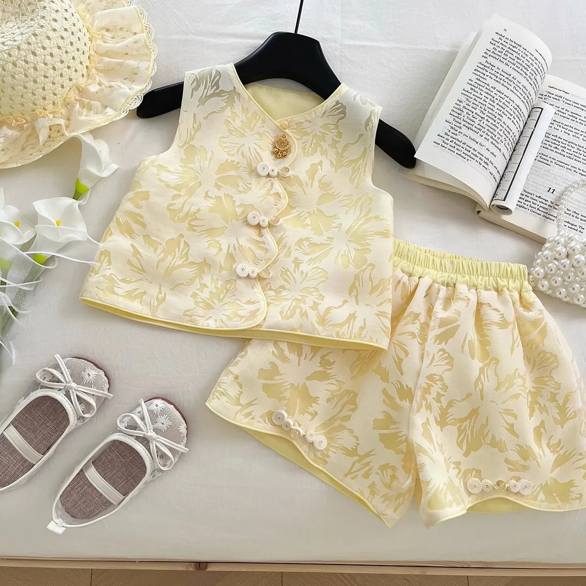 

Girls Clothes Sets Summer 2025 New Children Fashion Vest Tops Shorts 2pcs Princess Suit For Baby Outfits Kids Cute Costume 6 7Y