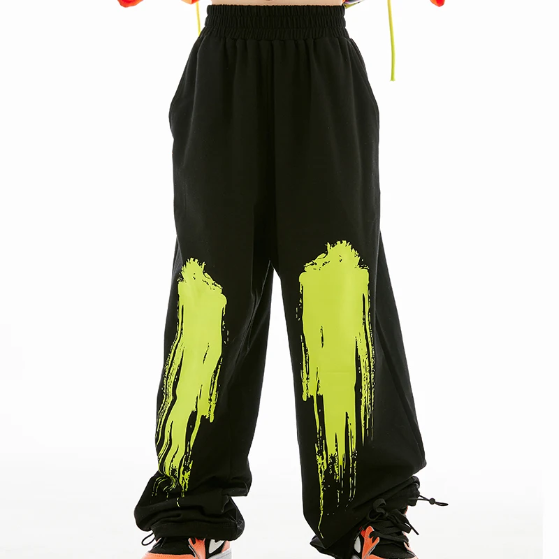 Roupas da moda para dança de rua para meninas, roupas infantis para dança de jazz, roupas para performance de jazz, camiseta de algodão solta