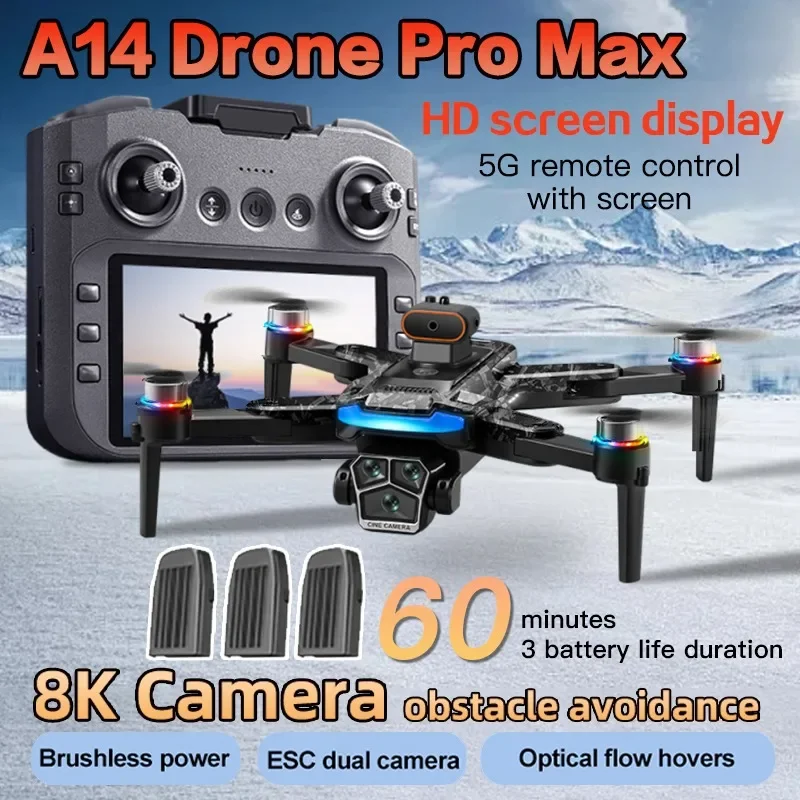 

A14 Pro Max Brushless Drone with a Camera Optical Flow Obstacle Avoidance Foldable Quadcopter RC Distance Drone For Xiaomi Mijia