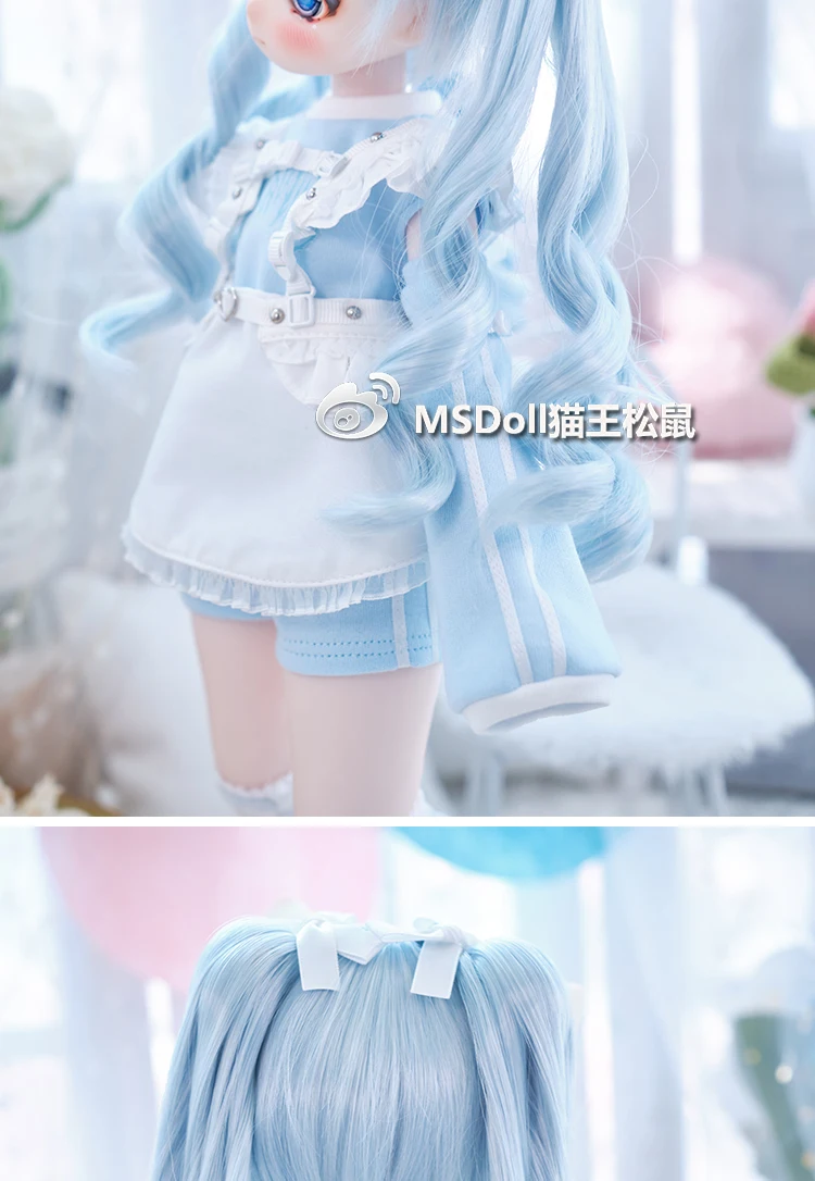 BJD Doll Wig 1/3 1/4 1/6 Handmade Bjd Doll Wig Curly Hair DIY Joints Doll Toy Fashion Fiber Double Tail Wig Dolls Accessories