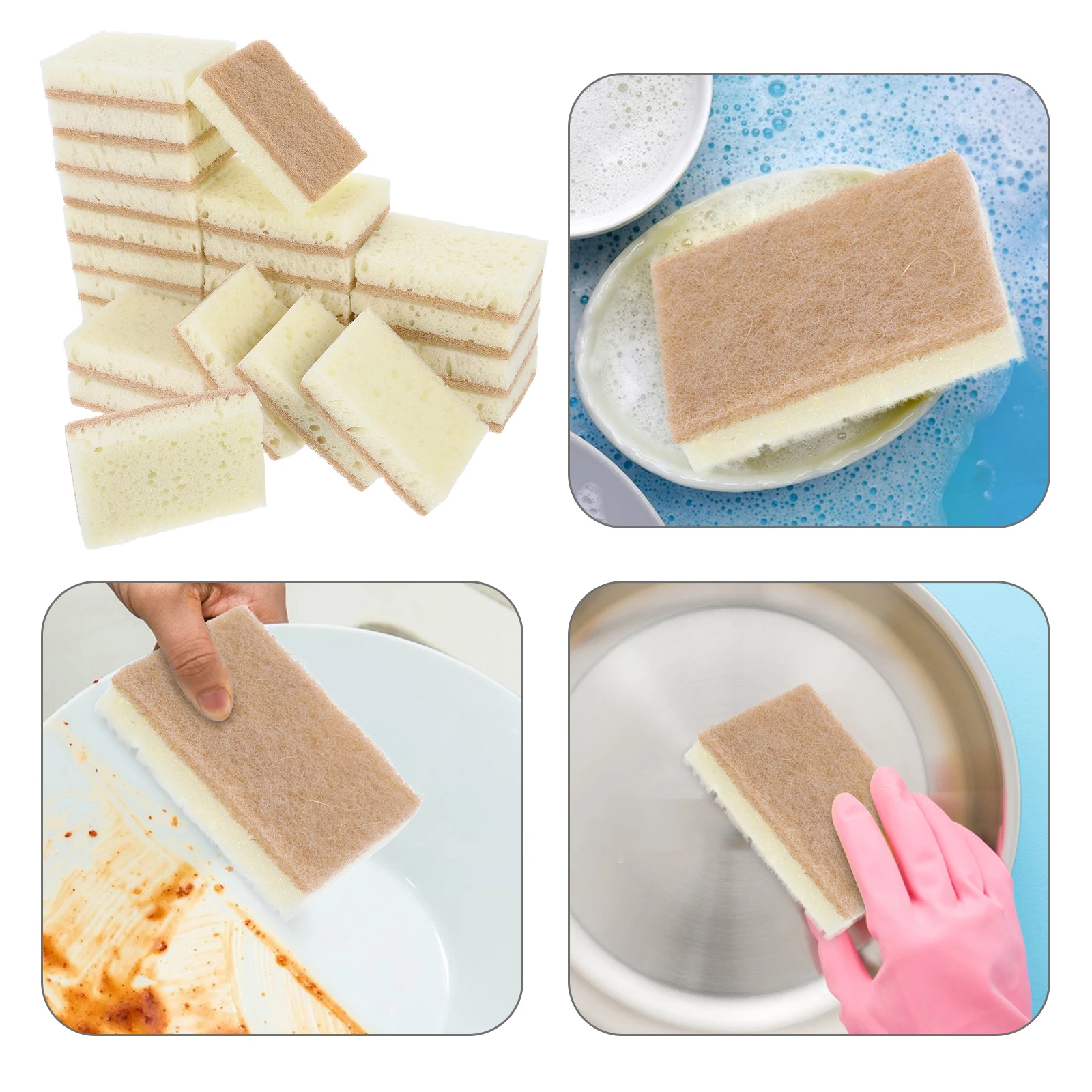 

24 Pcs High Bubble Sponge Wipe Dish Sponges Kitchen Disposable Foam Seaweed Cotton Cute