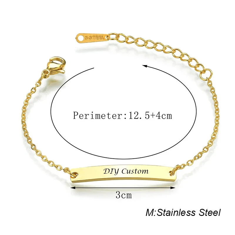Personalized Stainless Steel Baby Custom Name Bracelet for Boy Girl Kids Laser Engrave Newborn Bangle Birthday Gift