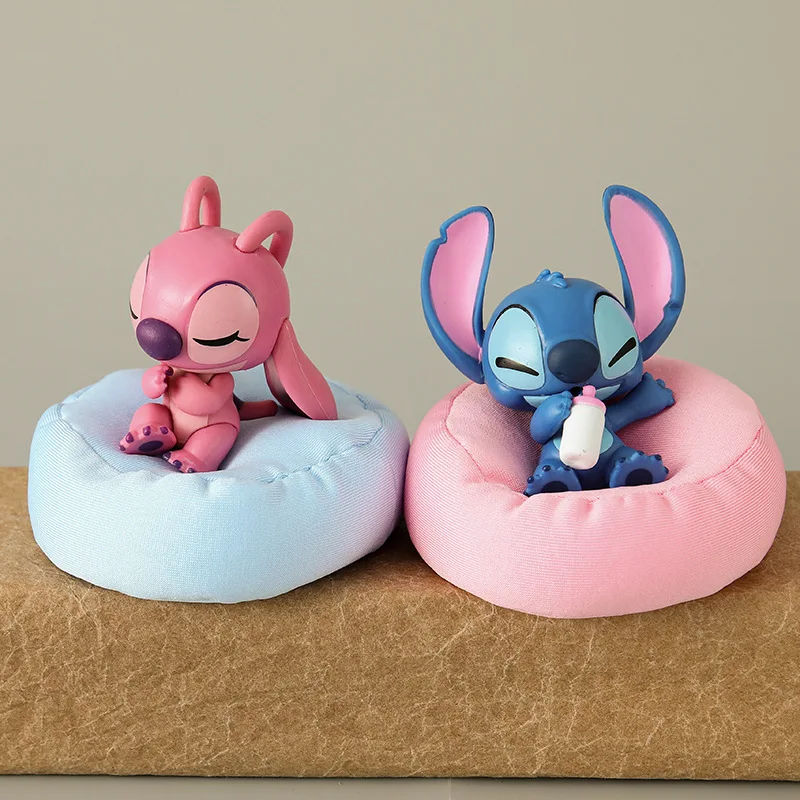 2pcs Disney Stitch Angel Action Figure Cute Kawaii Cartoon Character Toy Doll Creative Model Decoration For Kid Birthday Gifts