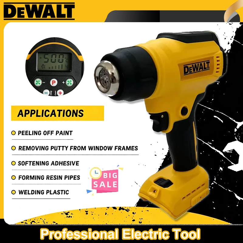 DEWALT 18V Temperatures Adjustable Hot Air Gun Cordless Heat Gun 550°C High Power Welding Thermal Blower Power Tools DCE530