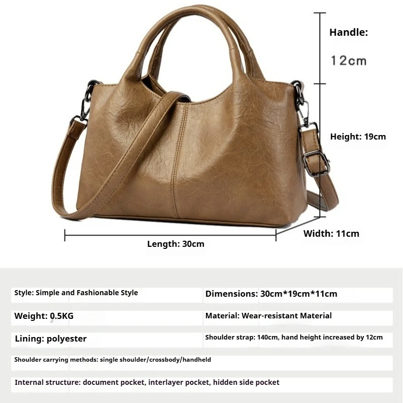 Elegant Timeless Minimalist Everyday Work Crossbody Bag Handbag for Women Pu Leather Lightweight Adjustable Strap