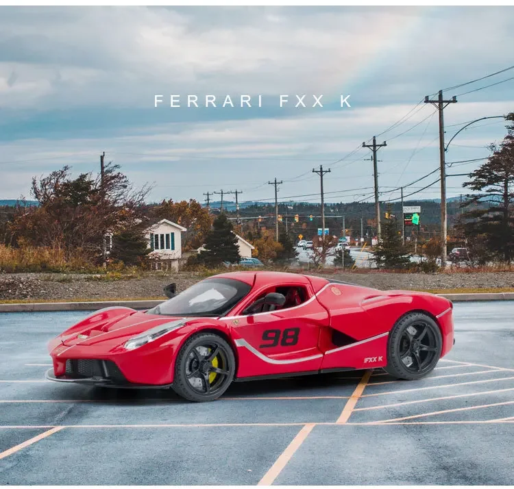 

Модель автомобиля из сплава под давлением LaFerrari FXXK в масштабе 1:24, миниатюрный суперкар, металлический автомобиль, детский коллекционный красный подарок для детей, игрушки для мальчиков