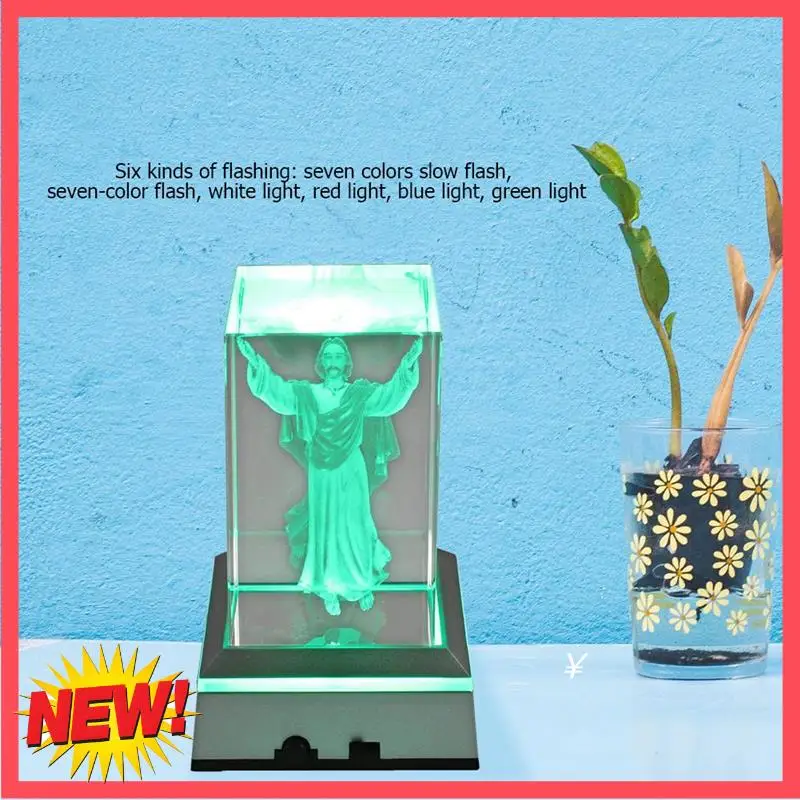 B17C LED Lamp Base Display Stand Inner Carved Crystal Cube Lamp Base Suitable For Crystal Ball Display Stand A