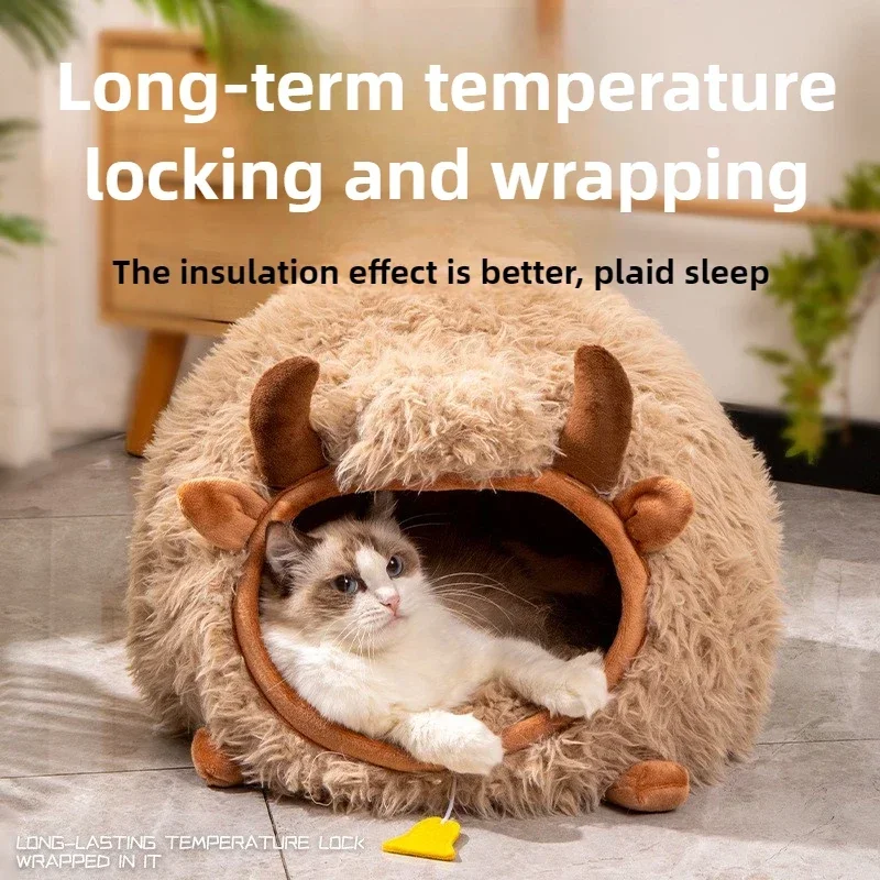 New cat bed yak-shaped bed winter-warm semi-enclosed cat house dog all-season cat pet beds