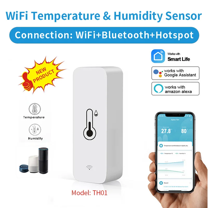 Tuya Smart WIFI Temperature And Humidity Sensor Indoor Wireless Hygrometer Thermometer Smart Life Support Google Assistant