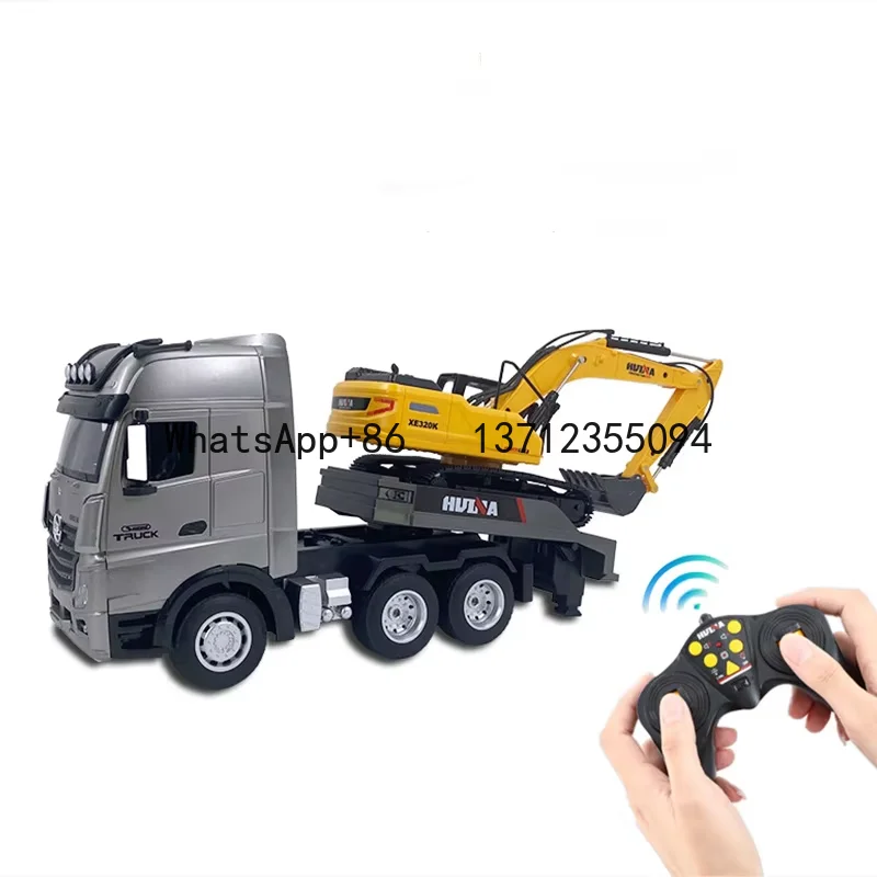 

SJY-1522 R/C Trainler Flatbed Truck Alloy Excavator Car 1/18 Scale Remote Controlled Car Combination Engineering Car Toys Gift