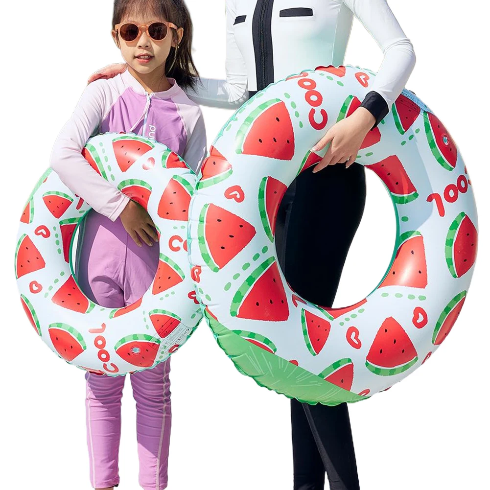 Inflatable Swim Ring Swimming Rings Floaties Leakproof Swim Float Tube Watermelon Pattern Striped Pool Rings Pool Accessories