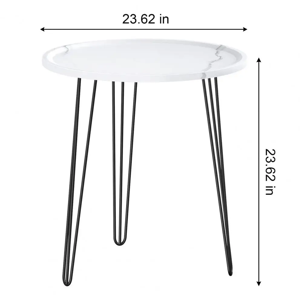 Terrastafel, kleine ronde tafel, eettafel voor thuisappartementen, salontafel met marmeren patroon en ijzeren frame