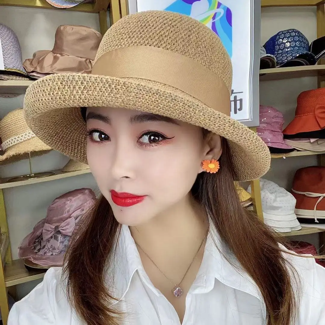 Casual Volume Side Hat Female Spring and Summer Fashion New Fisherman\'s Hat Outdoor Beach Summer Sun Protection Sun Hat