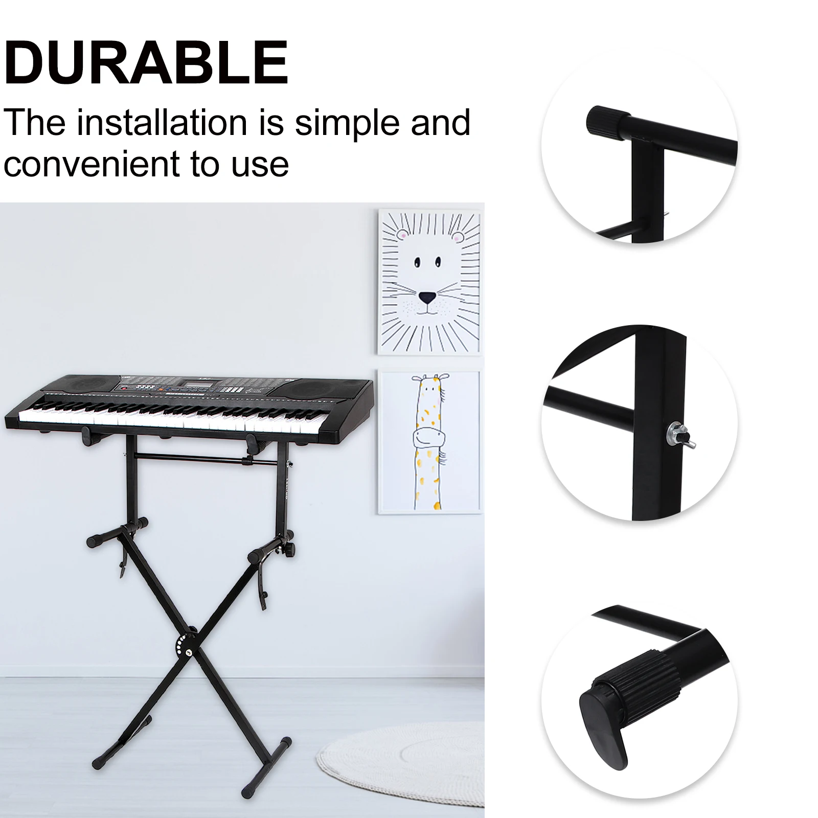 

1 set Keyboard Stand For Digital Pianos Electric Organ Supporter Adjustable 71Cm Iron Material Rubber Protection Keyboard Rack
