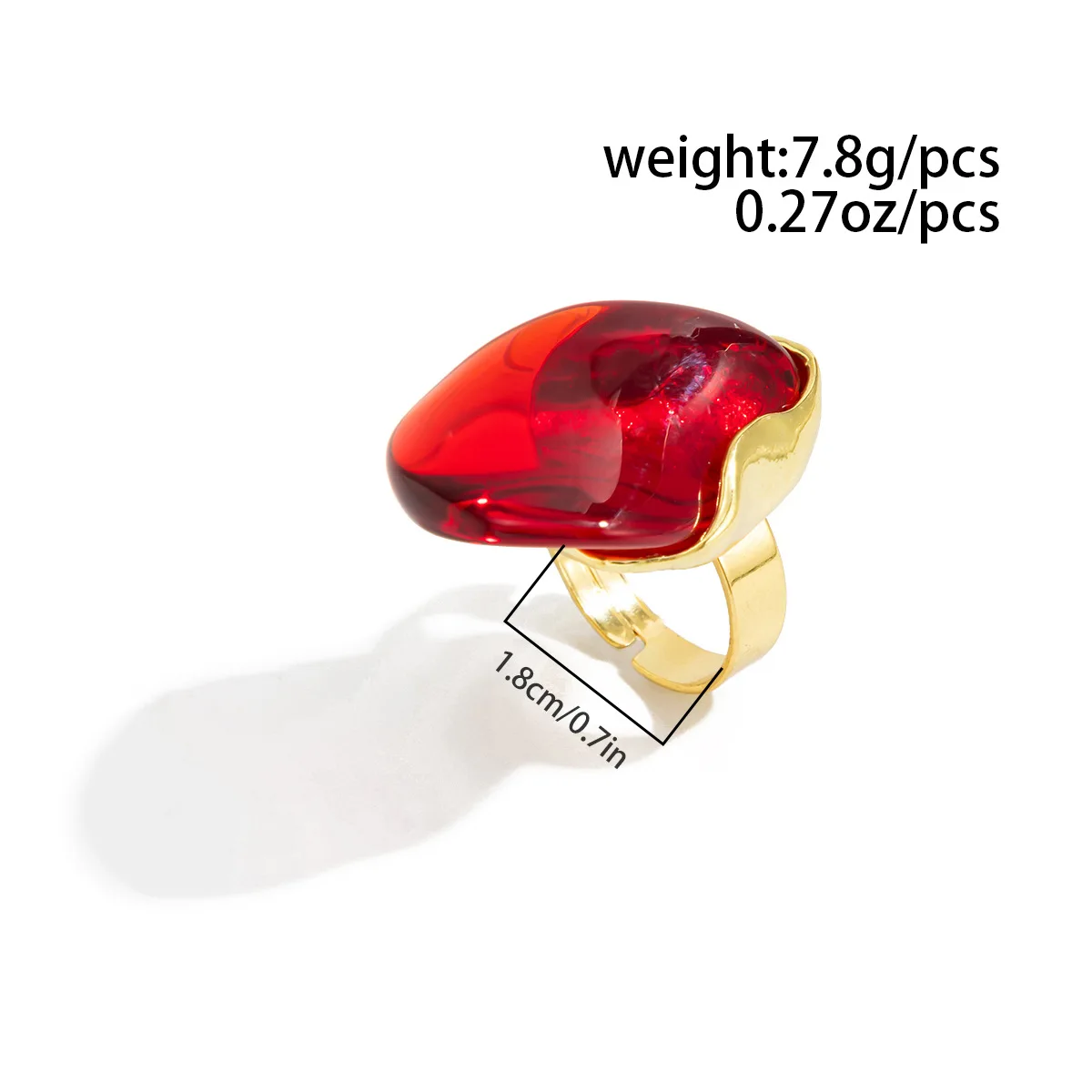 موضة مطعمة الراتنج الشفاف قابل للتعديل المفتوحة خواتم المرأة الرجعية غير النظامية الذهب اللون المفصل الدائري مجوهرات الحفلات الساحرة