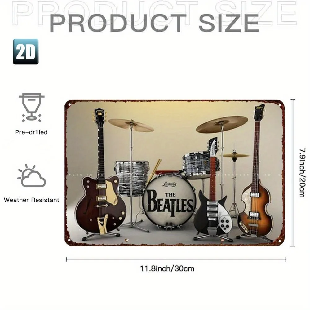 The Beatles Retro Metal Tin Sign 8x12 Inch – Vintage Band Logo Wall Art, Durable Iron Decor for Home Bar Garage, Gift for Music