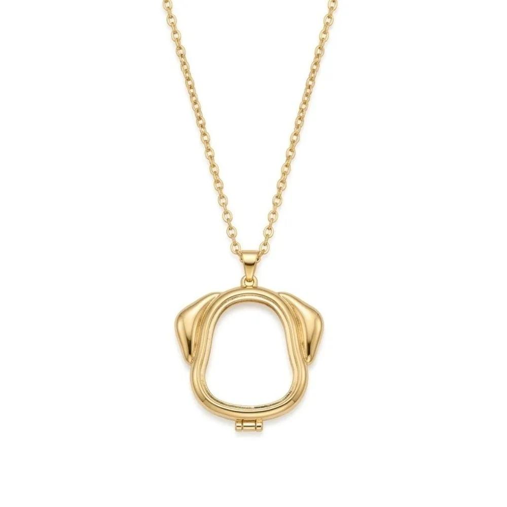 Gold Plated Open Pendant Necklace DIY Transparent Box Collarbone Chain Jewellery Accessories Adjustable Pendant Pet Dog Necklace