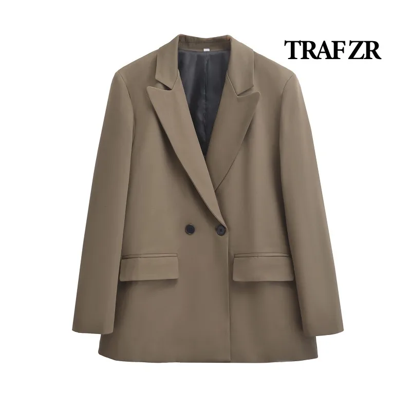 TRAF ZR Tailored Coats Blazers Female Elegant Luxury Women's Coat Fall Fashion Double Breasted Blazer Coats Women's Autumn Coat