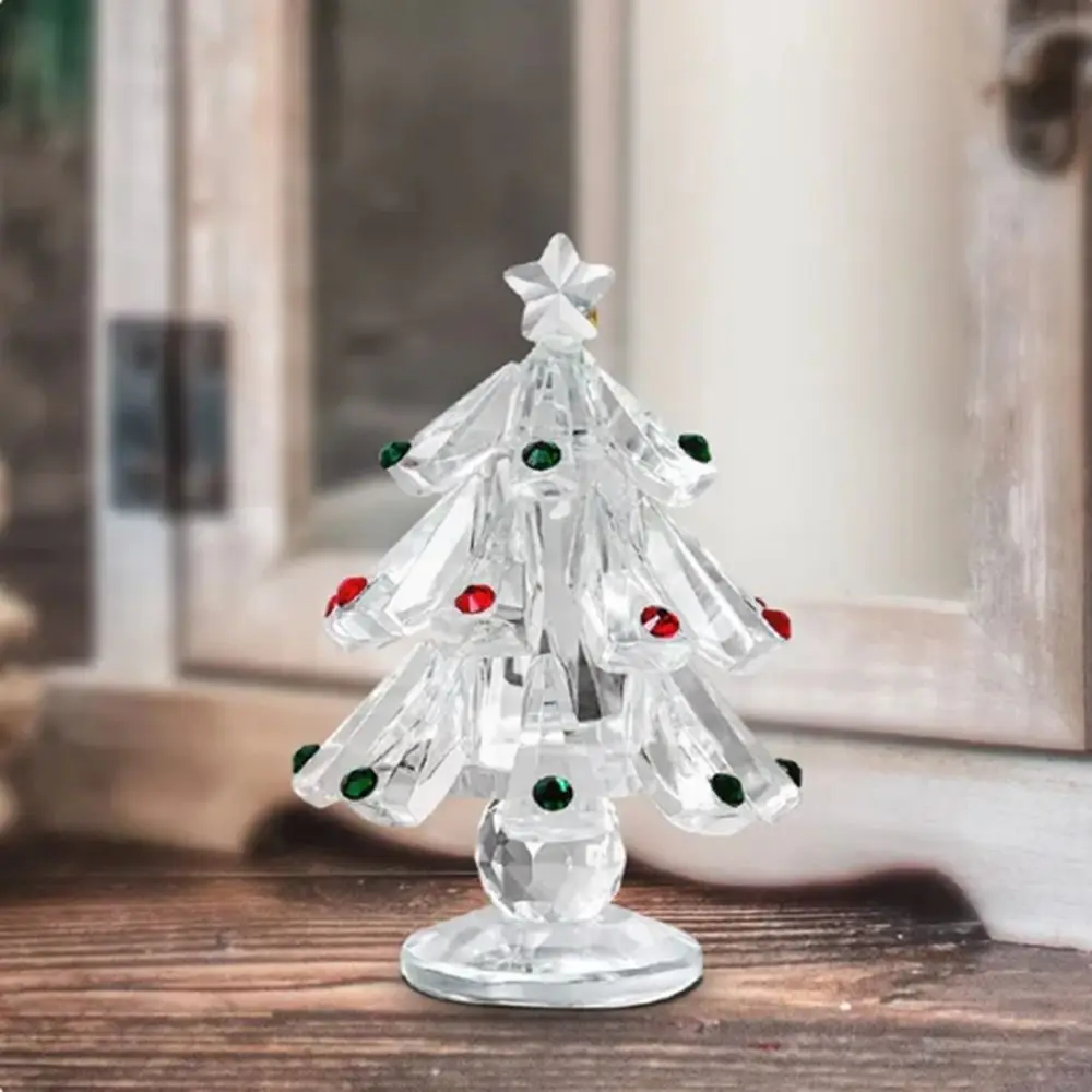 Handmade Crystal Christmas Tree Crystal Crafts Colored Christmas Tree Ornament Point Drill Mini Point Drill Tree Sculptures