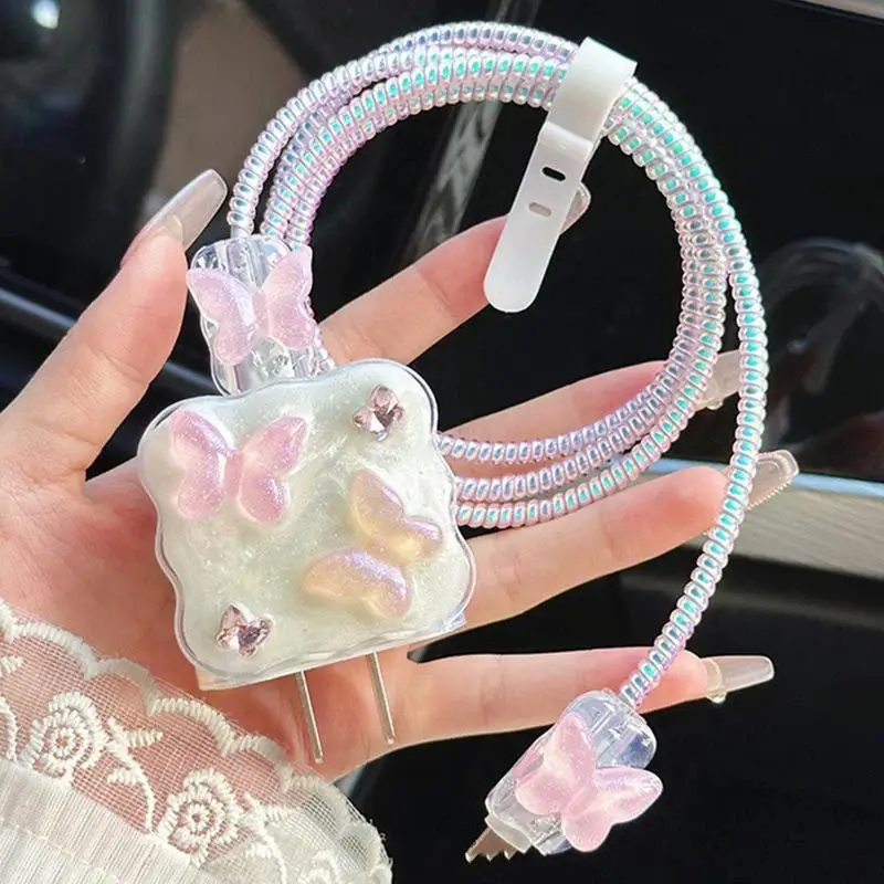 Butterfly Cable Protector Rope Anti Break Data Cord Sleeve For 18W/20W Fast Charger Cable Protective Cover Accessory