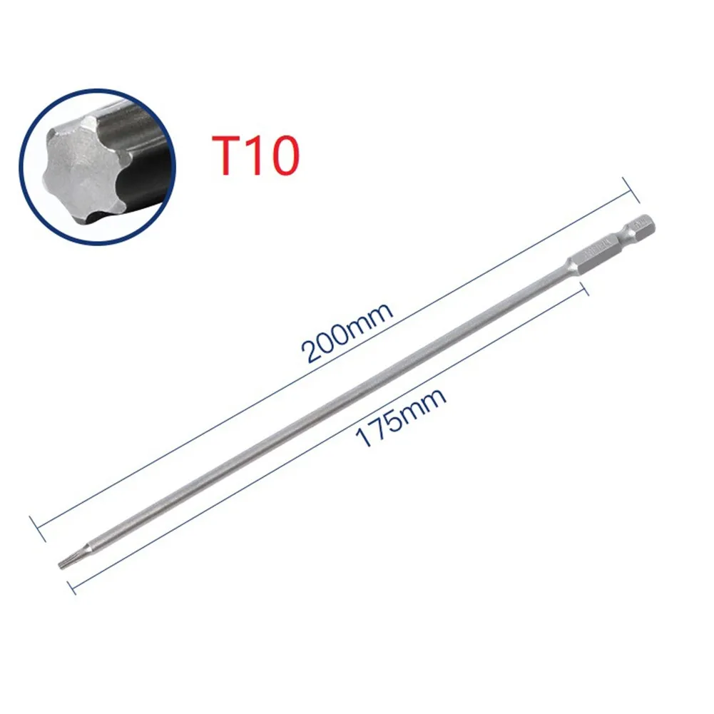 1/6Pcs 200mm Magnetic Torx Screwdriver Bit Alloy Steel T10 T15 T20 T25 T27 T30 Hexagonal Plum Wind Batch Head