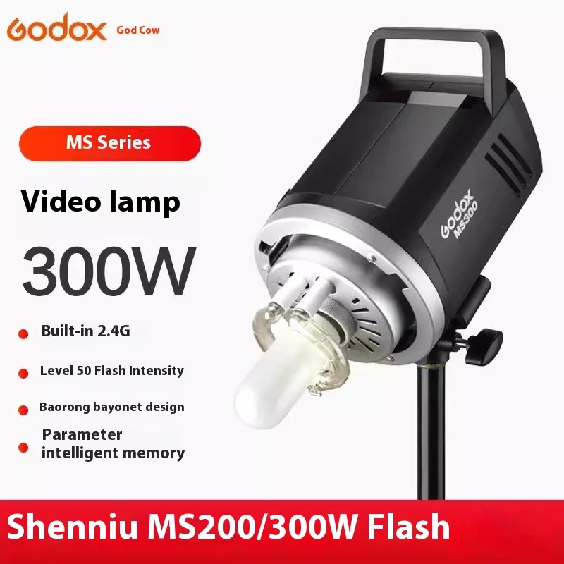 Godox MS200 200W MS300 300W Studio Flash 2.4G Built-in Wireless Receiver Lightweight Compact Durable Bowens Mount Studio Light