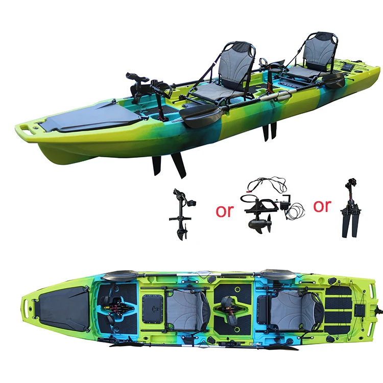 Vicking Hull Design HDPE Plastic 3-section Tandem Modular Pedal Kayak Eco-Friendly Water Resistant 2 Person Touring Lake Fishing