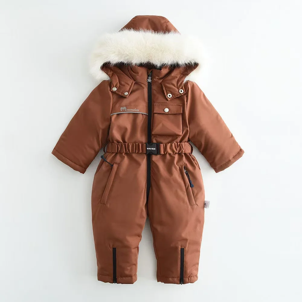 Winter Warm Down Jackets Boys Thicken Jumpsuit parka Overalls Baby toddler Girl Clothes Kids Snowsuit Children Clothing Set 2pcs