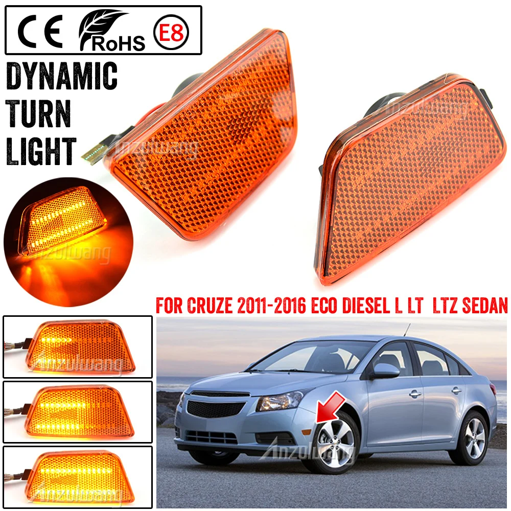 LED Turn Signal Side Marker Light For Chevrolet Cruze Limited Diesel Eco L LS LT LTZ Dynamic Blinker Scroll Flasher Lamp 2011-16