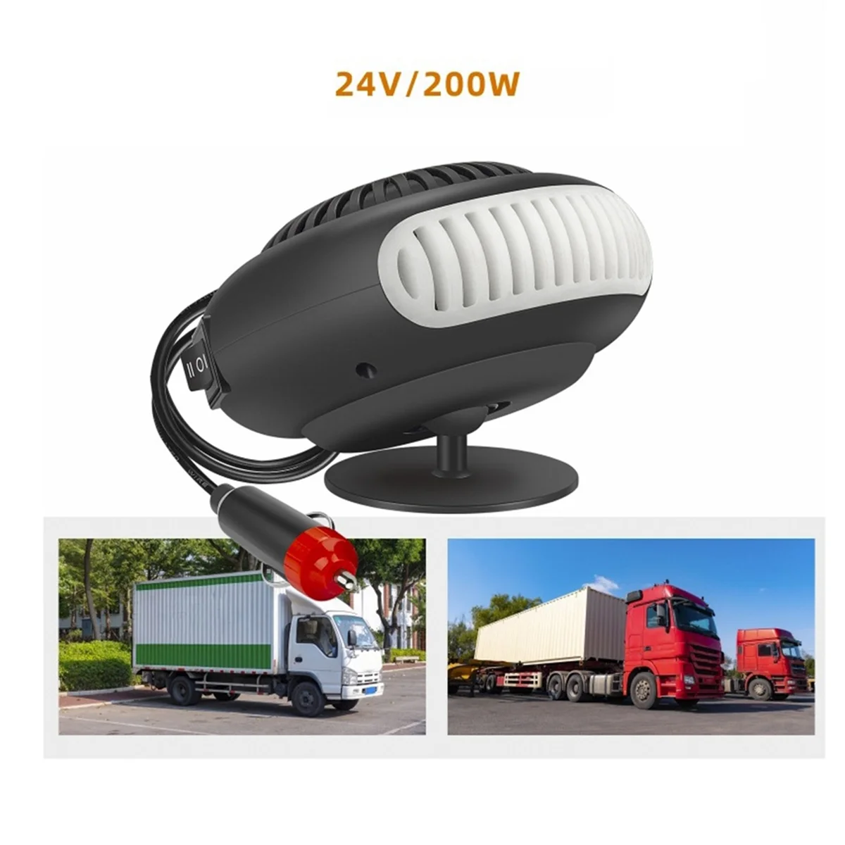 24V 200W Portable Auto Car Heater Defroster Demister Electric Heater Windshield 360 Degree Rotation Heating Cooling Fan