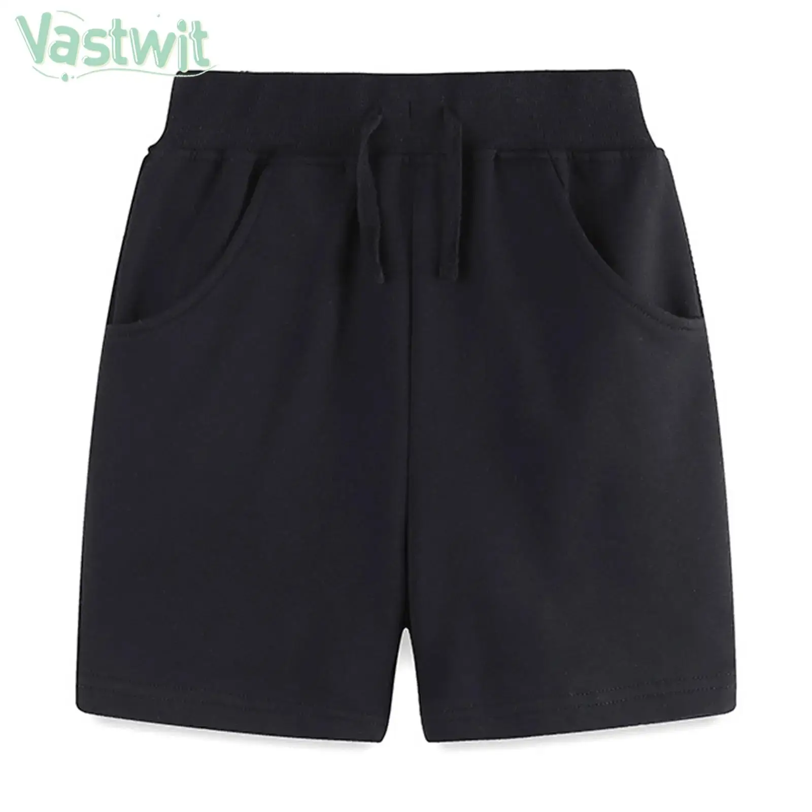 Little Boys Summer Casual Sports Shorts Soft Cotton Drawstring Solid Color Jogger Bottoms Daily School Wear Homewear Beach Trunk