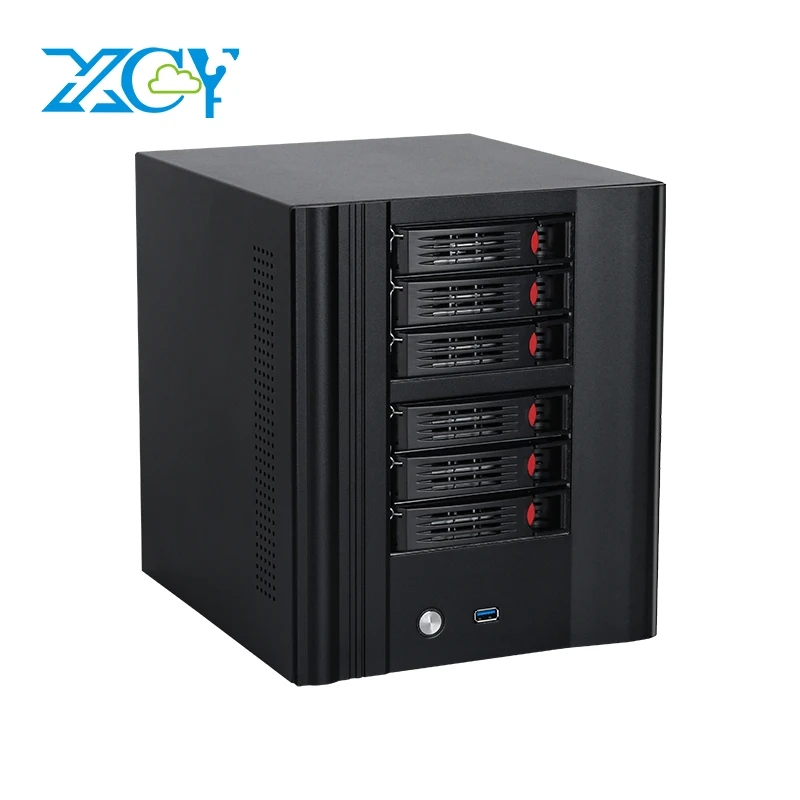 XCY NAS Mini PC 4/6/8 Bay 2.5 HDD da 3,5 pollici Intel N100 DDR5 RAM M.2 NVME SSD 10G Ethernet Type-C Win11/10 Linux FreeNAS RAID