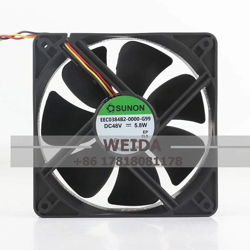 SUNON DC48V 5.8W 120X120X38MM 12CM 12038 3-wire Inverter Double ball bearings EEC0384B2-0000-G99/ MEC0384V2-000C-A99 Cooling fan