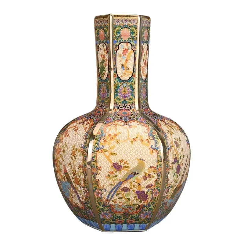 ceramics ornaments Yongzheng enamel colored celestial globe vase antique porcelain antique antique porch dry flower vase