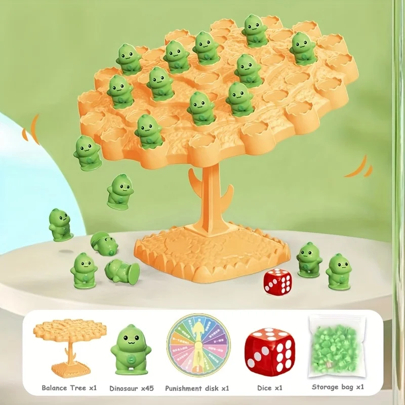 1Set Dinosaur Balance Tree Game, Educational Kids Board Toy with Storage Bag, Family Party & Birthday Gift