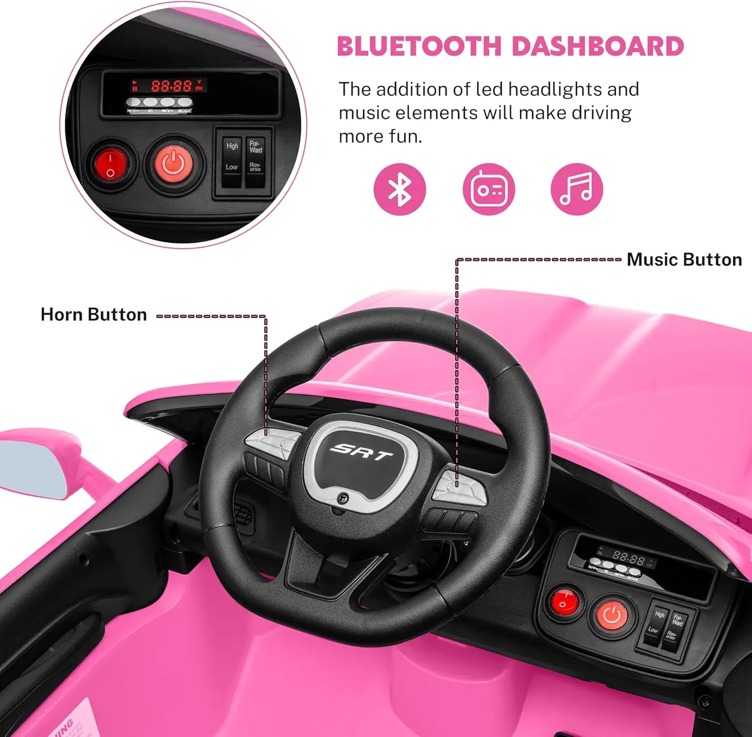 Carro elétrico infantil, passeio em carro licenciado, veículo elétrico alimentado por bateria 12V7Ah, brinquedos infantis com controle remoto, 3 velocidades