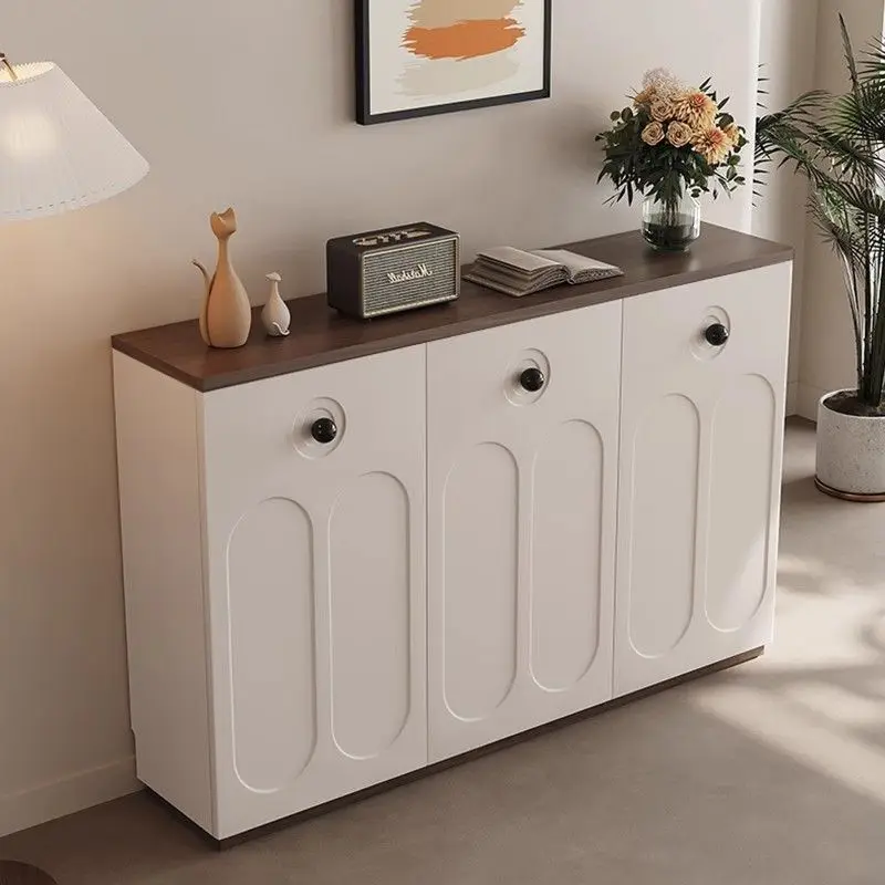 Scarpiera con porta oposta americana color crema, scarpiera da ingresso per soggiorno multistrato a prova di muffa