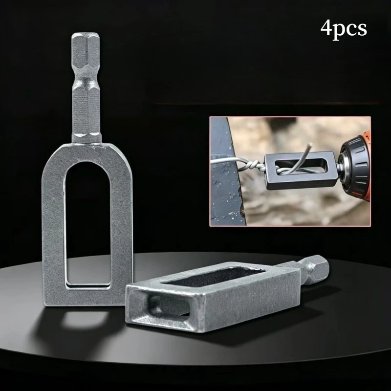 4pcs Hex Shank Wire Twister Tool, Carbon Steel Quick Twisting Tool For Fence Installation, Electric Accessory