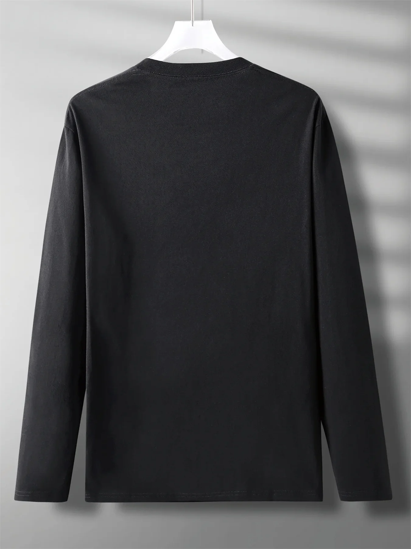Men's 100% pure cotton loose fit comfortable casual sports SINCE1973 pattern printed round neck long sleeved T-shirt top view 5