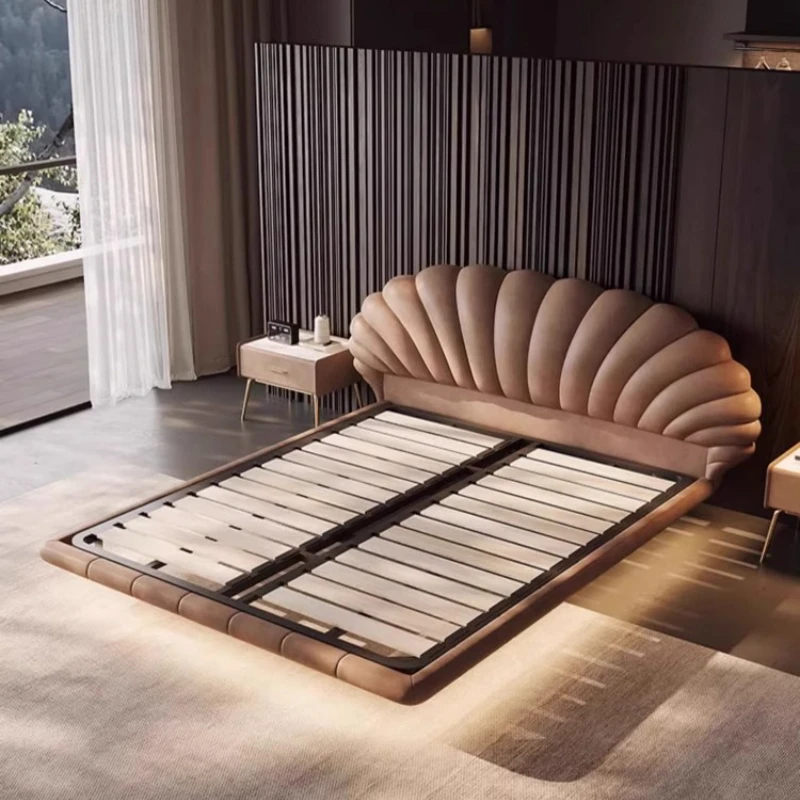 سرير بناتي موفر للمساحة، أرضية تخزين على شكل قلعة، كلب بشري، سرير تدليك فاخر للنوم الحديث، أثاث كوين مزدوج موبليس عصري #5