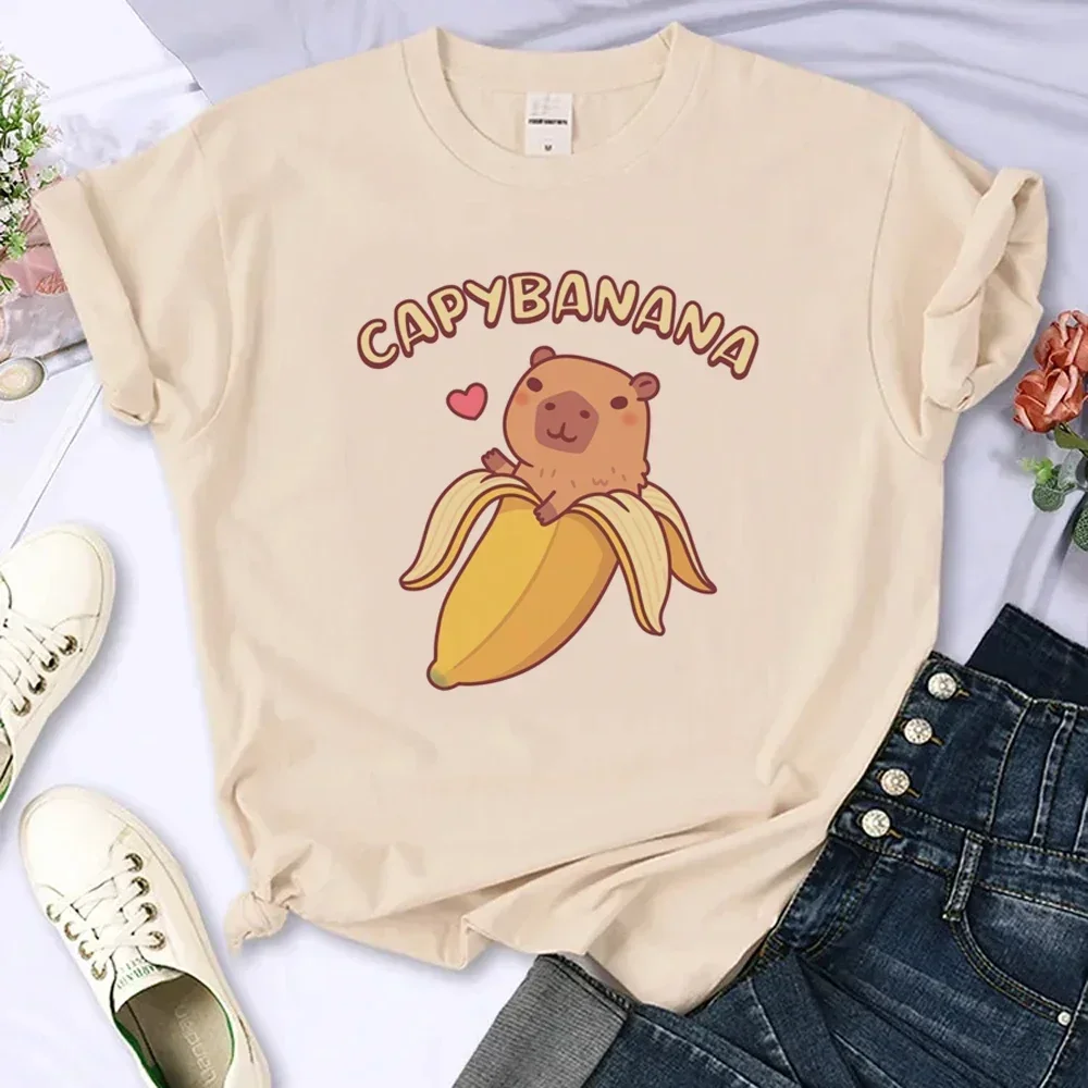 

Pop Capybara Tee Women Anime Graphic Summer T-shirts Female Graphic Designer Clothing