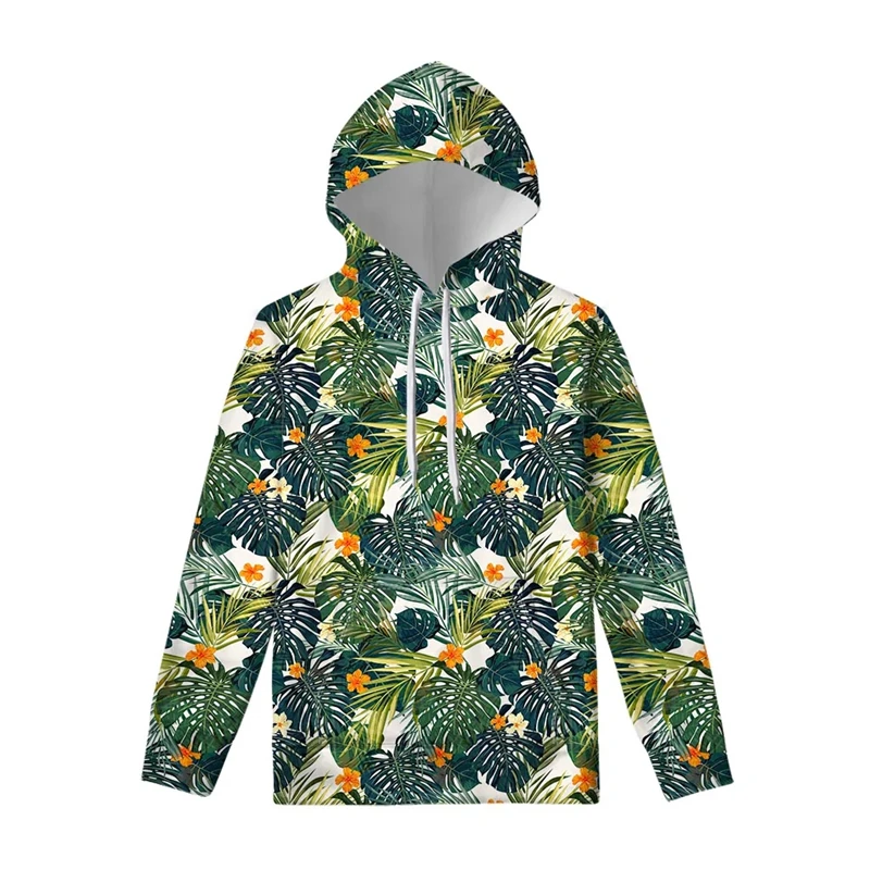 3D Print Hawaiian Hoodie For Men Sports Long Sleeve Pullover Sweatshirt Fashion Casual Tops Pullovers Pocket Streetwear Baggy