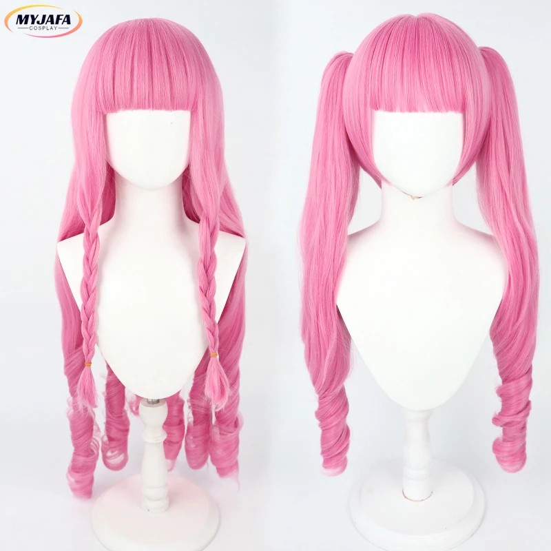 High Qulity Perona Cosplay Wig Anime Long Pink Curl With Ponytails Heat Resistant Synthetic Hair Cosplay Wigs + Wig Cap