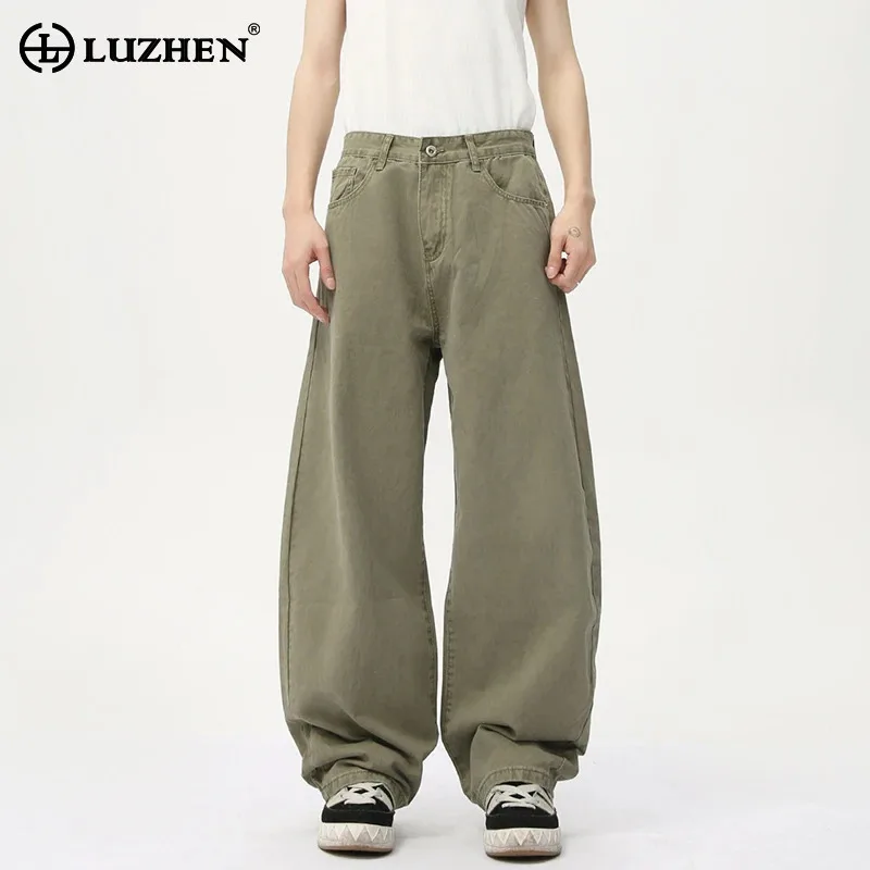 

LUZHEN Casual 2025 New Straight Solid Color Pants Loose Men's Trendy Original Simple High Quality Male Wide Leg Trousers JY6037